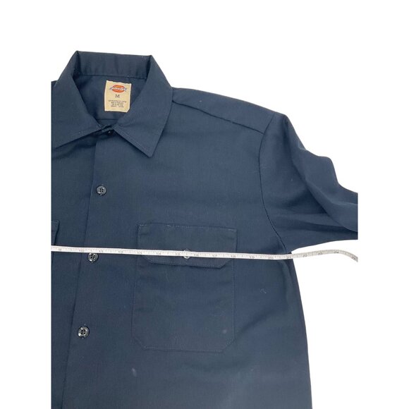Dickies Mens Navy Blue Work Shirt M Button-Up Chest Pockets Long Sleeve Durable - Picture 4 of 7